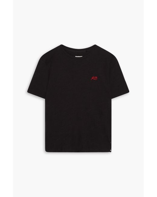Rag & Bone Black Embroidered Slub Cotton-jersey T-shirt for men