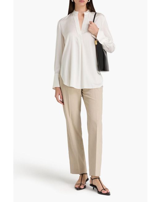 By Malene Birger White Silk-Blend Satin Top