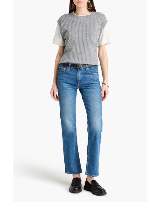Mother Blue The Smarty Pants High-rise Straight-leg Jeans