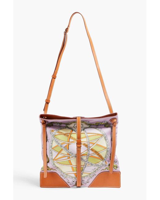 Emilio Pucci White Leather-trimmed Printed Satin-twill Shoulder Bag