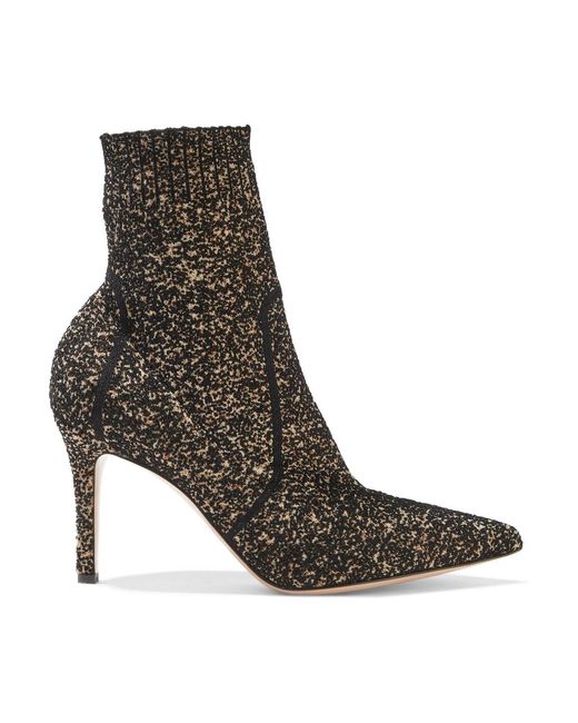 Gianvito Rossi Brown Fiona Bouclé-knit Sock Boots