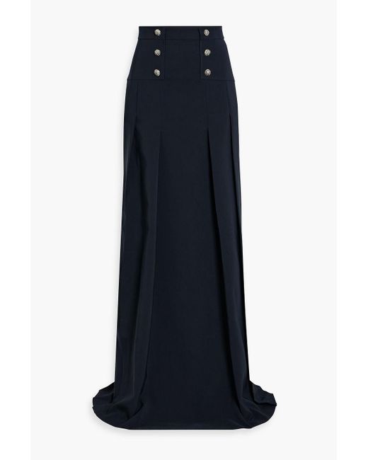 Zuhair Murad Button-embellished Pleated Crepe Maxi Skirt in Blue | Lyst