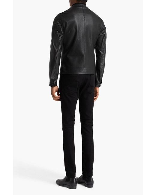 Dolce & Gabbana Black Leather Biker Jacket for men