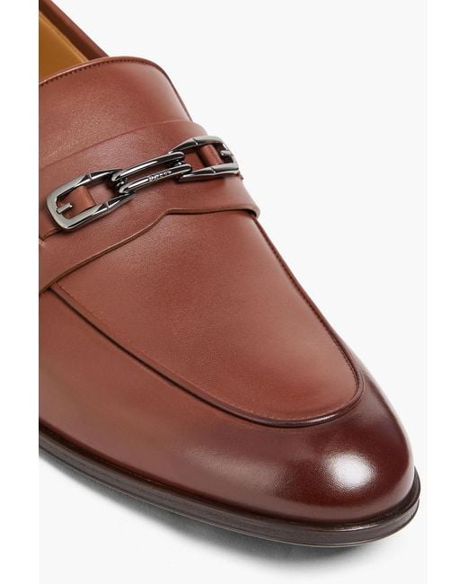 Bally Brown Westro Embellished Glossed-Leather Loafers for men