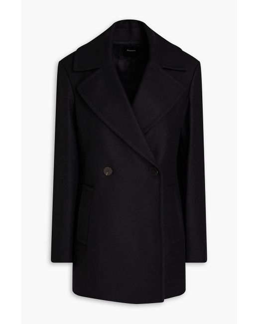Theory Black Wool-blend Coat