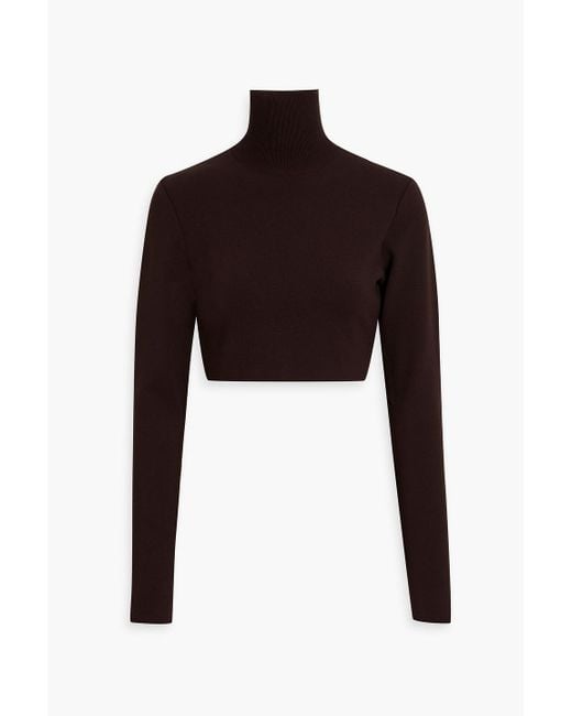 Zeynep Arcay Black Cropped Jersey Turtleneck Top