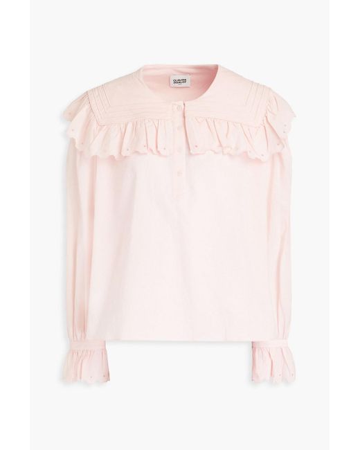 Claudie Pierlot Pink Ruffled Broderie Anglaise Cotton Top