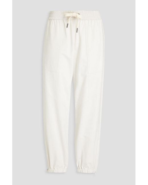 Brunello Cucinelli White Cropped track pants aus frottee aus einer baumwollmischung
