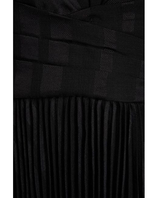 Zimmermann Black Pleated Jacquard Midi Dress