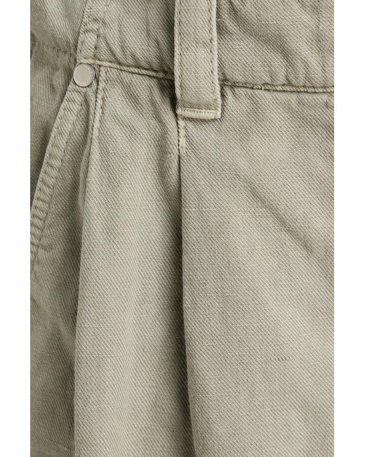 Brunello Cucinelli White Pleated Cotton And Linen-Blend Shorts