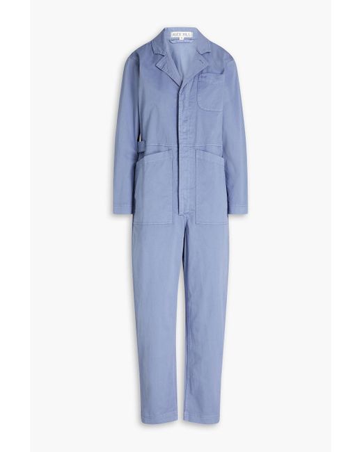 Alex Mill Blue Standard Cropped Stretch-cotton Jumpsuit