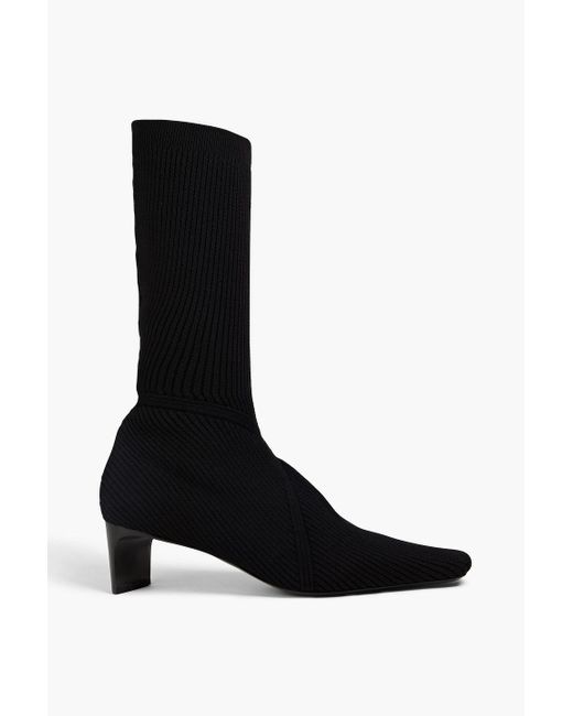 Jil Sander Black Stretch-knit Sock Boots