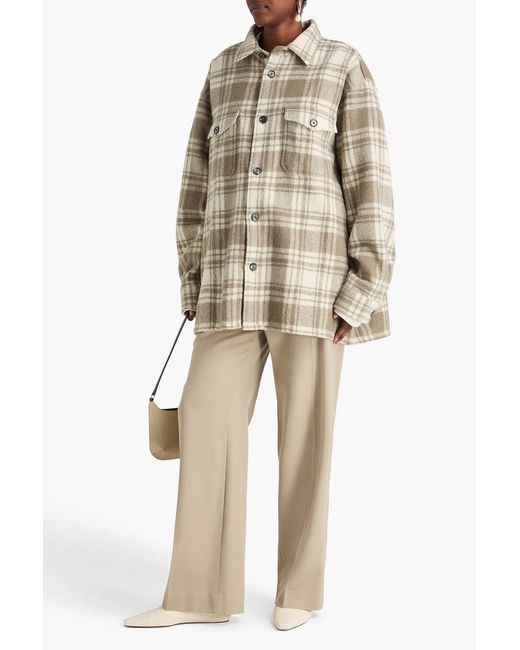 AMI Natural Checked Wool-Felt Shirt Jacket