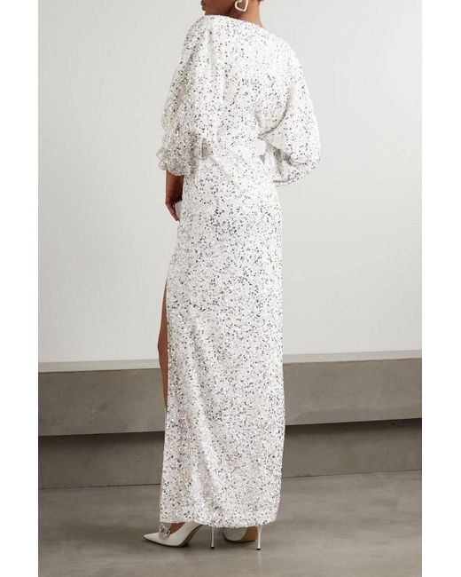 retroféte White Camille Sequined Chiffon Maxi Dress