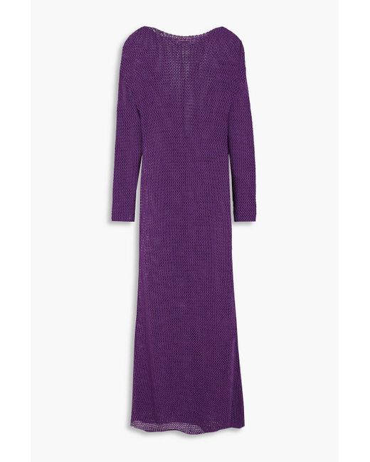 Khaite Purple Opal Cotton-blend Crochet-knit Maxi Dress
