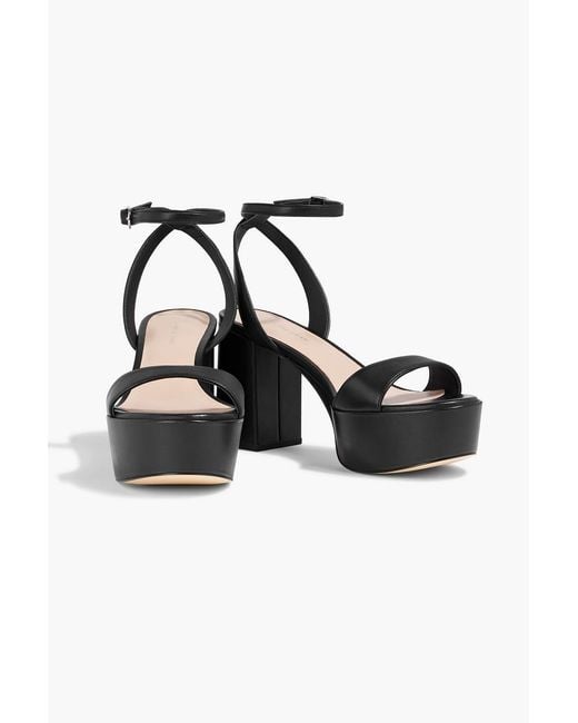 Stuart Weitzman Black Gala Leather Platform Sandals