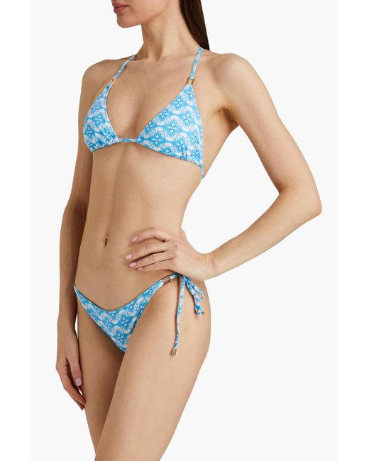 Melissa Odabash Blue Cancun Printed Low-rise Bikini Briefs