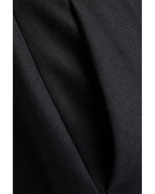 Alberta Ferretti Black Wool-blend Twill Straight-leg Pants