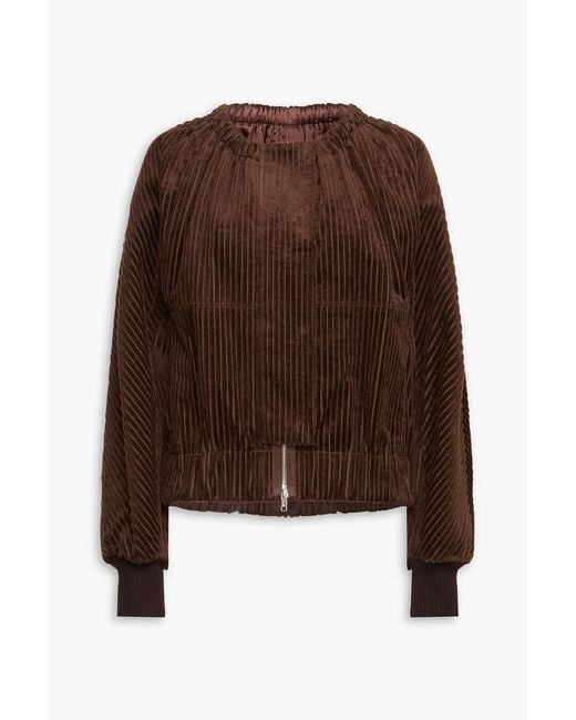 3.1 Phillip Lim Brown Gathered Cotton-Corduroy Jacket