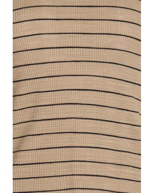 Vince Natural Striped Ribbed Cotton-jersey Top