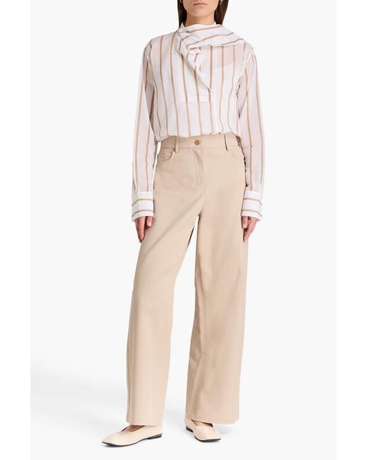 Totême White Striped Cotton And Silk-blend Organza Blouse