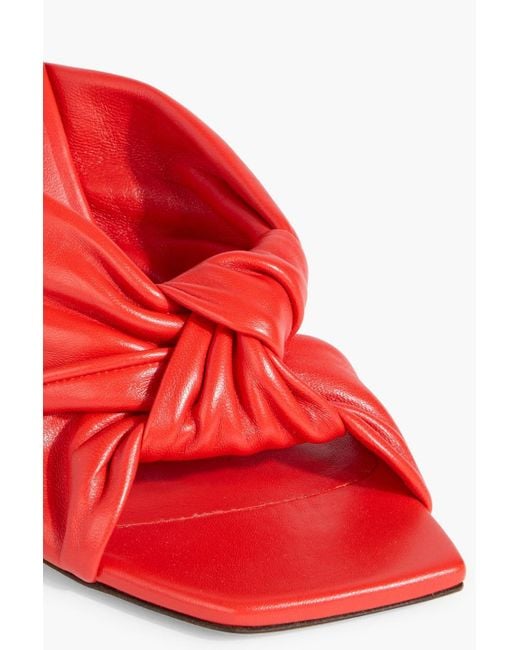 Jimmy Choo Red Avenue 85 Knotted Leather Mules