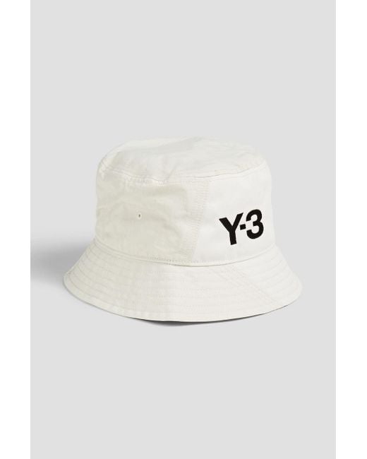 Y-3 Natural Embroidered Shell And Canvas Bucket Hat for men
