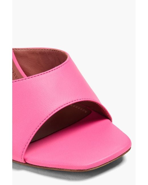 AMINA MUADDI Pink Lupita 95 Leather Wedge Mules