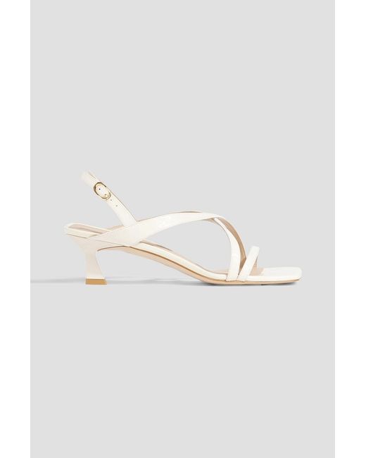 Stuart Weitzman White Oasis 50 Patent-Leather Slingback Sandals