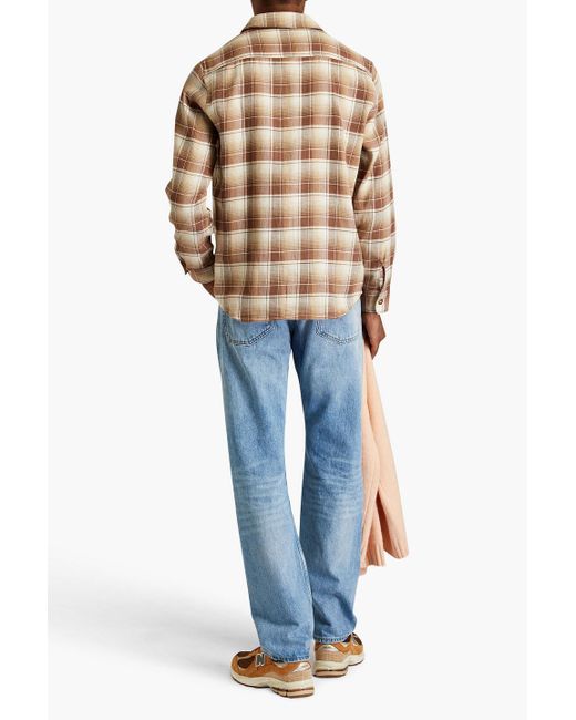 A.P.C. Natural Checked Cotton-blend Flannel Overshirt for men