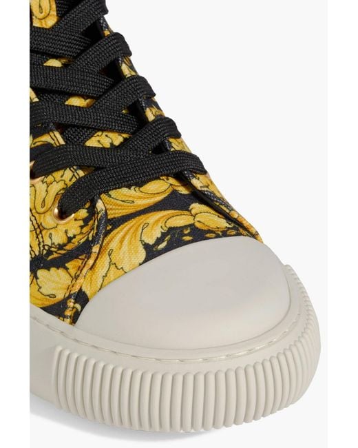 Versace Yellow Barocco Printed Canvas High-top Sneakers for men