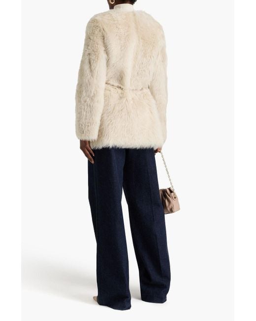 Zimmermann Natural Belted Shearling Jacket