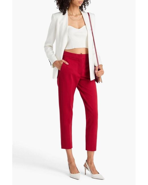 Max Mara Red Cropped Jersey Slim-Leg Pants