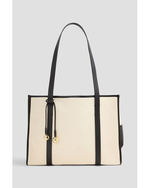 Sandro Natural Leather-Trimmed Cotton-Canvas Tote