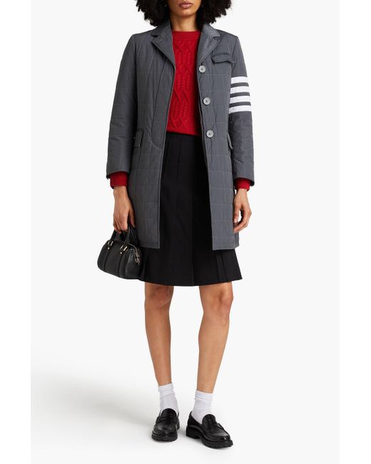 Thom Browne Gray Quilted Striped Shell Coat