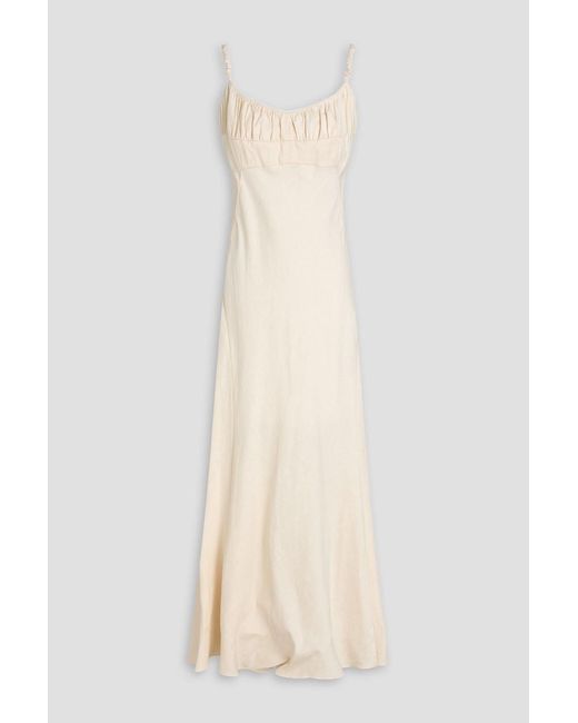 Sandro Natural Linen-Blend Midi Dress