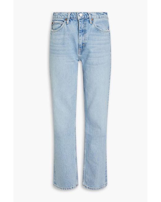 Re/done Blue 70s Faded High-rise Straight-leg Jeans