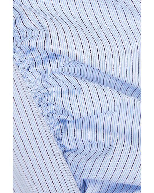3.1 Phillip Lim Blue Hemd aus baumwollpopeline mit streifen und raffungen