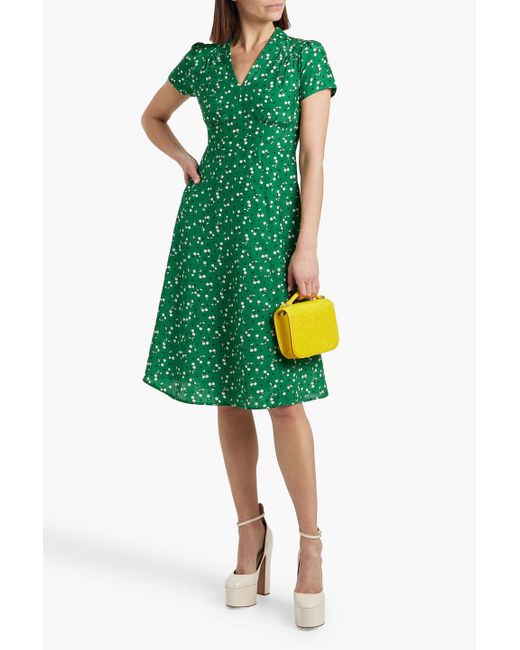 HVN Women's Green Morgan Printed Silk Dress HVN Women's Green Morgan Printed Silk Dress