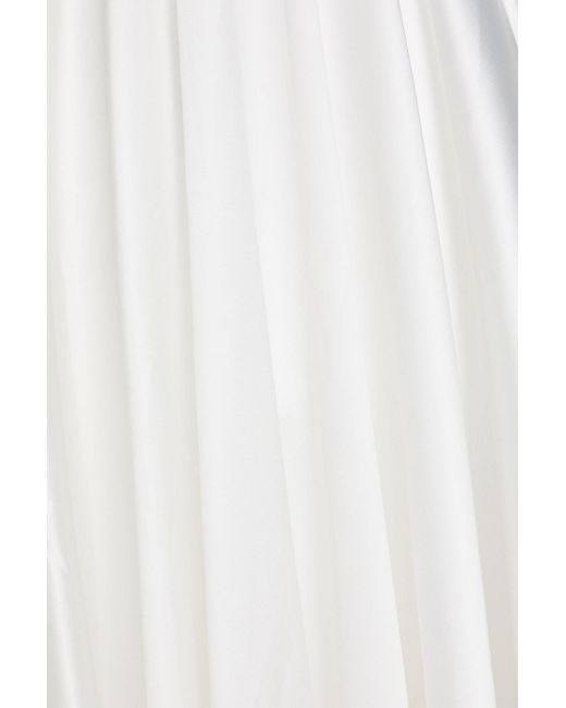 Rhea Costa White Off-the-shoulder Satin-twill Gown