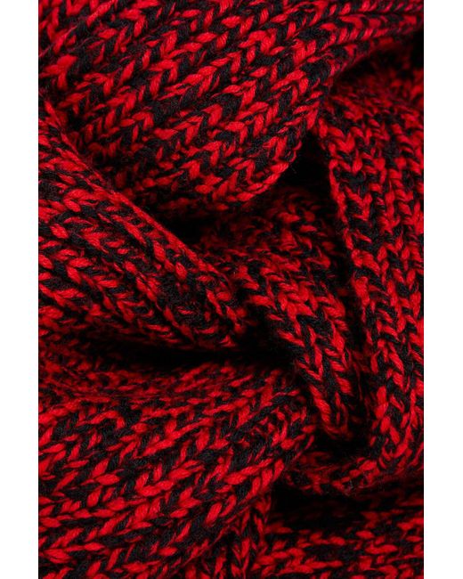 Maison Kitsuné Red Mélange Ribbed Wool Scarf for men