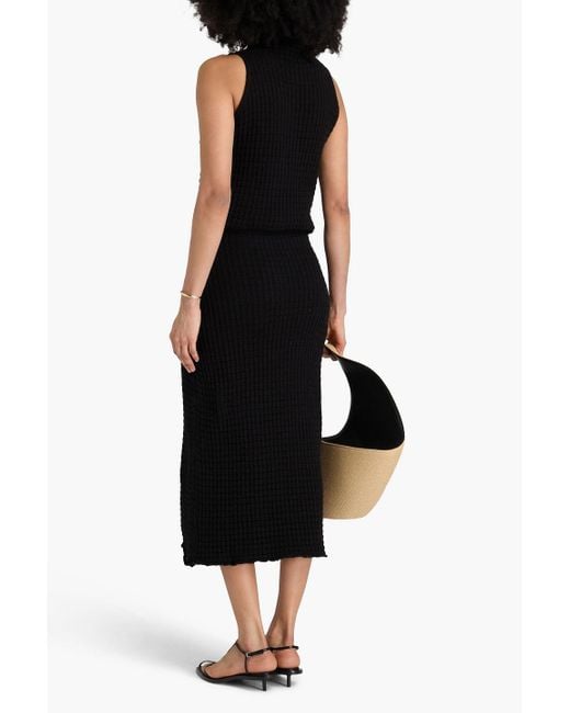 Jil Sander Black Midirock aus baumwolle in waffelstrick