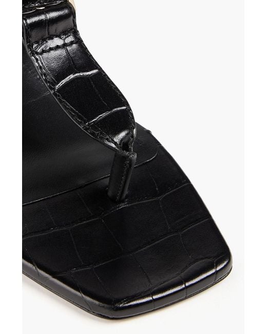 Totême  Black Buckled Croc-effect Leather Mules