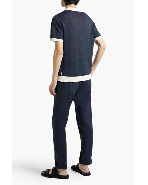 Onia Blue Johnny Linen Polo Sweater for men