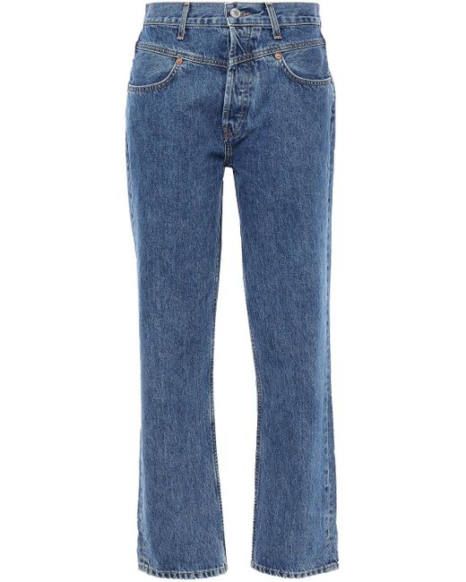 Re/done Blue High-rise Straight-leg Jeans Mid Denim