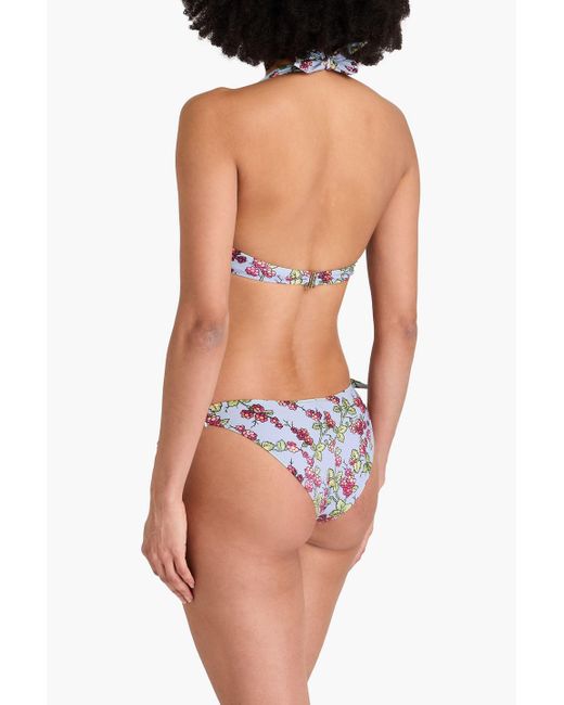 Etro Blue Floral-Print Triangle Bikini