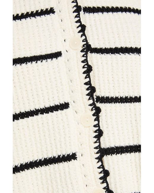 Claudie Pierlot Gray Cropped Striped Intarsia Cotton-blend Cardigan