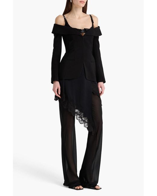 Mugler Black Cold-Shoulder Twill Jacket