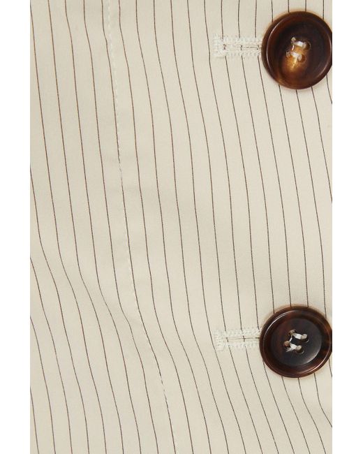 Philosophy Di Lorenzo Serafini Natural Off-the-shoulder Striped Crepe Wrap Top