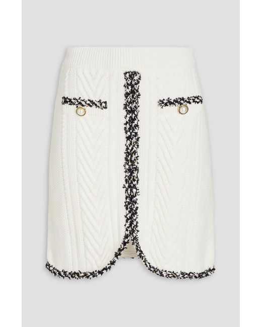 Rebecca Vallance White Demi Cable-knit Cotton Mini Skirt